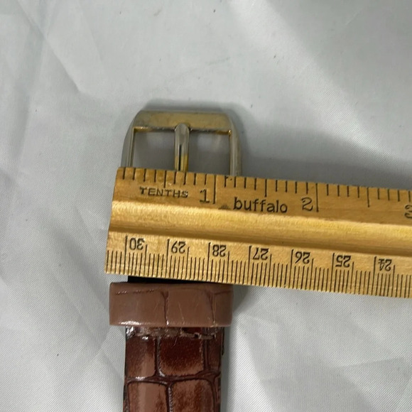 VINTAGE 90’s Croc Effect Genuine Leather Belt Mocha Brown Made in Canada Size 36 - Picture 8 of 10